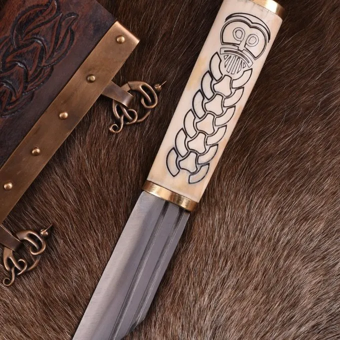 Deepeeka Kleiner Nordischer Wikinger-Sax Mit Verziertem Beingriff 5 Deepeeka Kleiner Nordischer Wikinger-Sax Mit Verziertem Beingriff – Bild 3